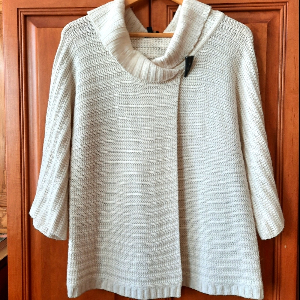 Talbots One button cowl neck oversized 3/4 sleeve